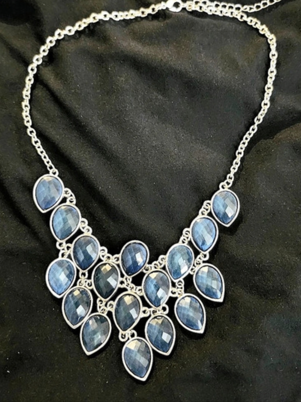 Blue & Silver Statement Necklace Like New
